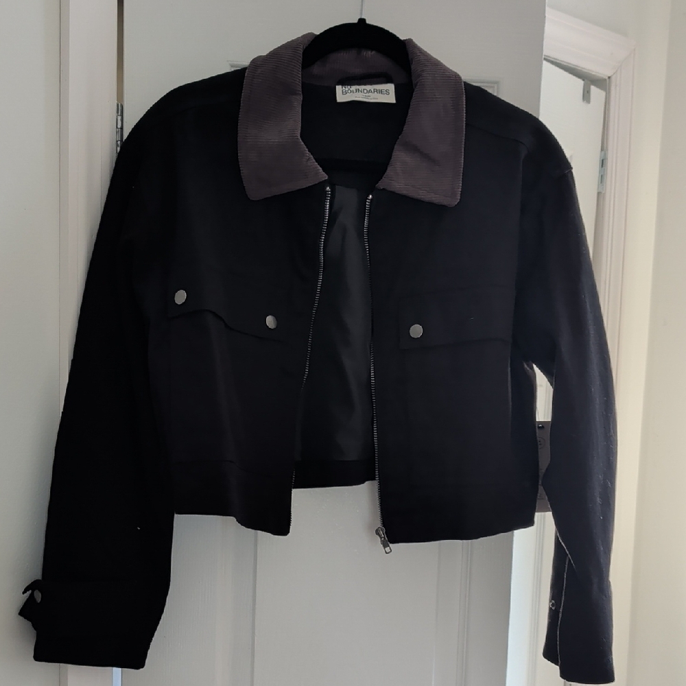 No Boundaries Black and Brown Cropped Barn Jacket